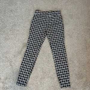 New York & Company Black and White Grid Cropped Pants